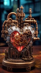 Rusted Mechanical Heart - Fictional Science Fiction Concept Generative AI - obrazy, fototapety, plakaty