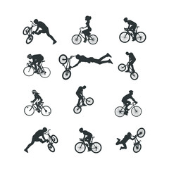 set of bicycles silhouettes