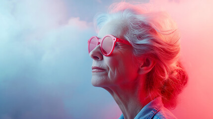 Portrait of middle-aged woman, menopause hot flash concept