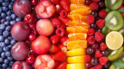 Food background fruits collection apples berries banner kiwi oranges fruit backgrounds