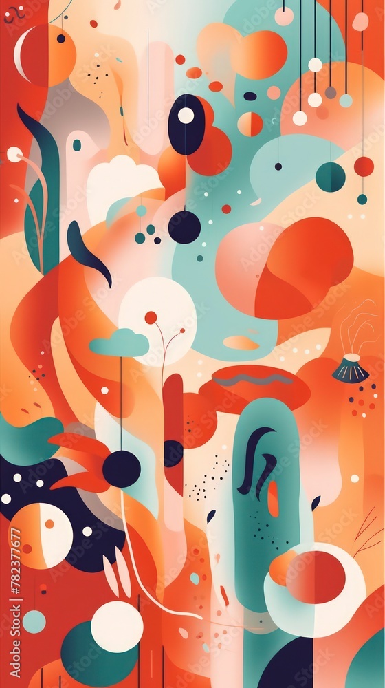 Poster whimsical and colorful abstract artwork generative ai