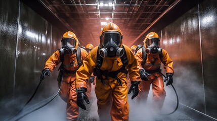 Onboard firefighting crew, part of an emergency response team, equipped for rapid intervention in fire-related incidents aboard ships and vessels.
