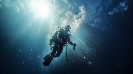 Underwater explorers and tourists diving to explore the marine world's wonders and embark on underwater adventures.

