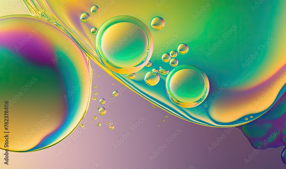 Poster ethereal iridescent paint bubble background generative ai