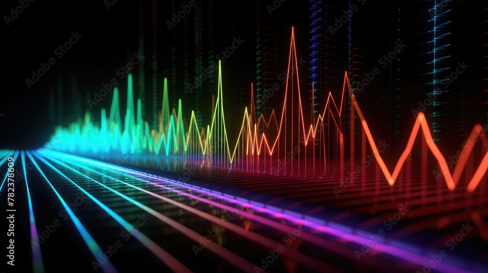 Poster Mesmerizing Abstract Composition with Neon Equalizer Generative AI