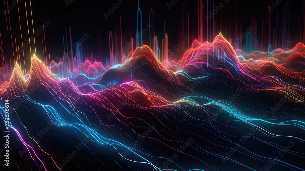 Poster cinematic neon equalizer abstract background generative ai
