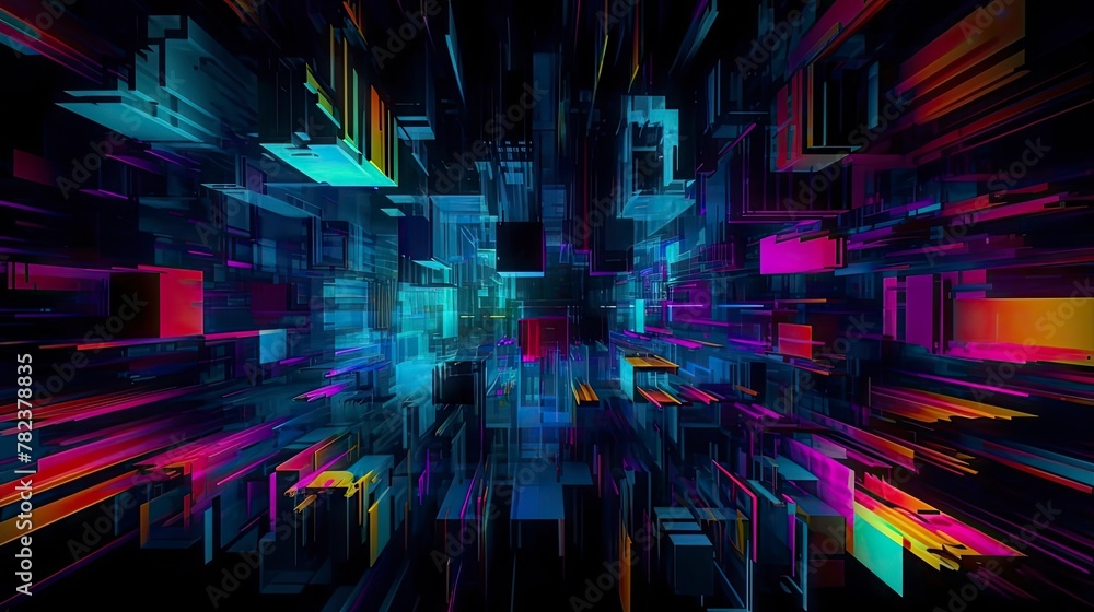 Poster futuristic cyberpunk abstract glitch design generative ai