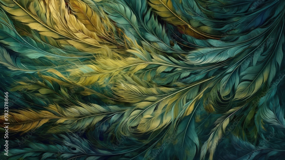 Poster vibrant abstract feather gradient painting generative ai