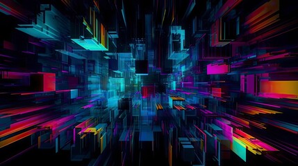 Futuristic Cyberpunk Abstract Glitch Design Generative AI