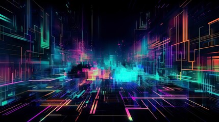 Obraz premium Futuristic Cyberpunk Abstract Digital Glitch Background Generative AI