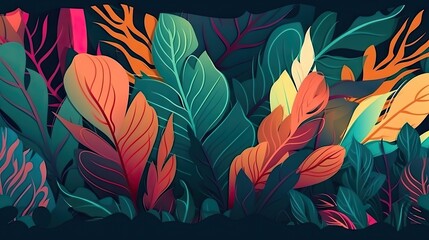 Vibrant Tropical Foliage Backdrop Generative AI