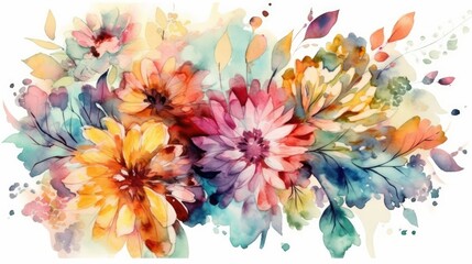 Vibrant Watercolor Floral Arrangement Generative AI
