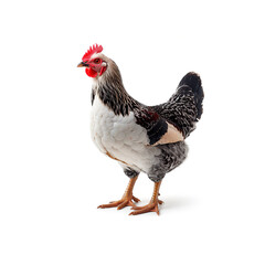 Black and White Chicken With Red Comb. Generative AI