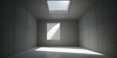 Modern Concrete Room with Skylight Generative AI