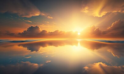 Fototapeta premium Serene Coastal Sunset Generative AI