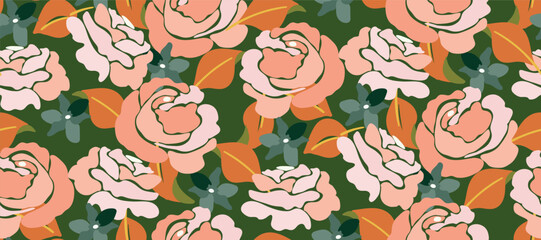 Cute feminine   seamless pattern with wildflowers.