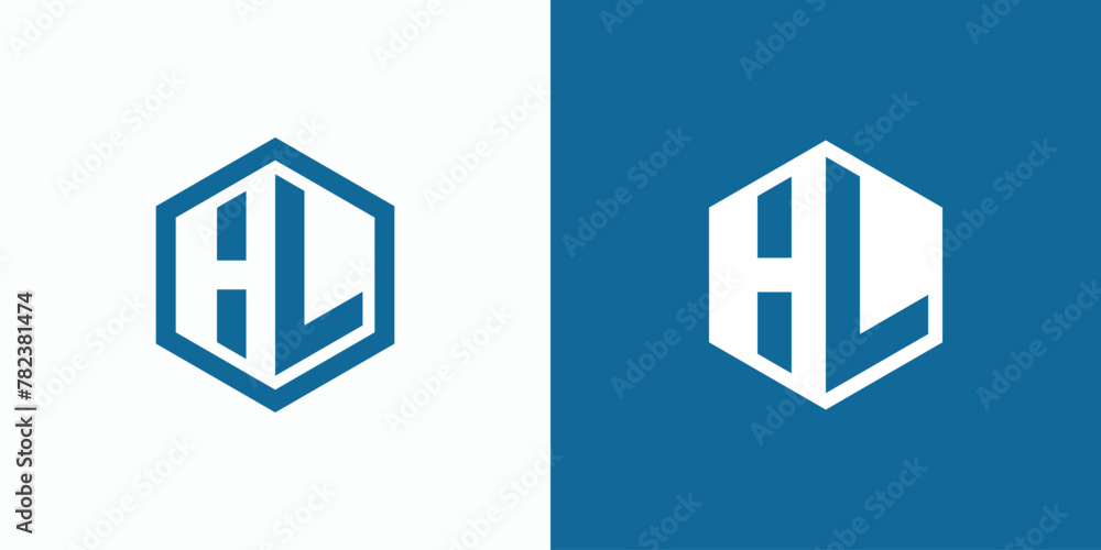Poster vector logo design for the initials h l in a hexagon shape with a modern, simple, clean and abstract