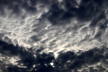 Rain clouds in the sky over the Mediterranean Sea.
