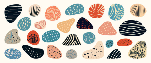 beauty of abstract art with this set of vector illustrations, featuring objects inspired by the unique textures of stones