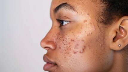 Close-up of Woman's Face with Acne