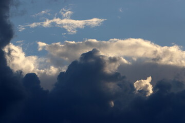 Rain clouds in the sky over the Mediterranean Sea.