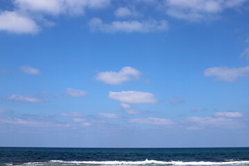 Rain clouds in the sky over the Mediterranean Sea.