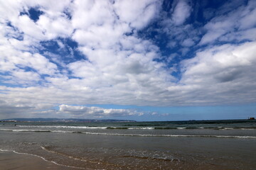 Rain clouds in the sky over the Mediterranean Sea.