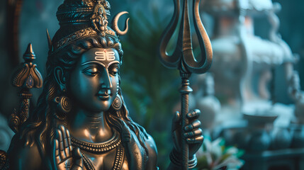 Shiva God Statue image with copy space