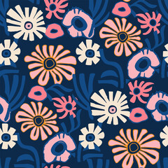  Bright colors,   Abstract floral seamless pattern. . 