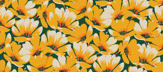 Fototapeta na wymiar Simple minimalistic summer tropical floral seamless pattern