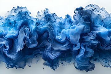 Azure Waves: A Symphony of Ink in Motion. Concept Ink Art, Ocean Colors, Water Motion, Poetry of Azure Waves, Aquatic Symphony - obrazy, fototapety, plakaty