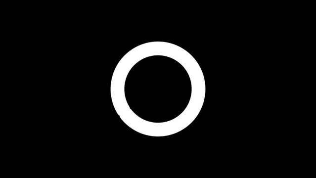 Loading spinning, load wheel animation. Download waiting. White circle isolated on a black background. 4k motion graphics with alpha and transparent background.