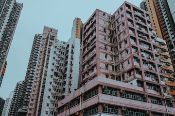 Fototapeta na wymiar Cityscape with high residential buildings in Hong Kong