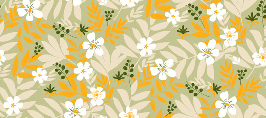 Obraz premium Simple minimalistic summer tropical floral seamless pattern