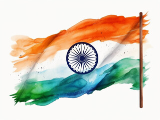 a hand painted indian flag on white background 