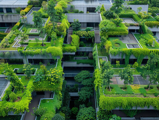 A verdant green roofs on a sustainable modern architecture building 