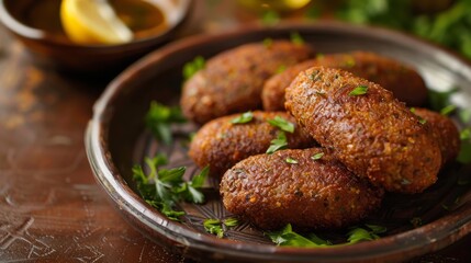 Israeli cuisine, Kibbeh. Juicy bulgur cutlets with meat. 