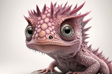 Enchanting Pink Dragon Hatchling with Captivating Big Eyes Generative AI
