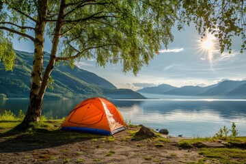Lake side camping tent