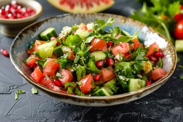 Lebanese Fattoush Salad with Pomegranate Molasses