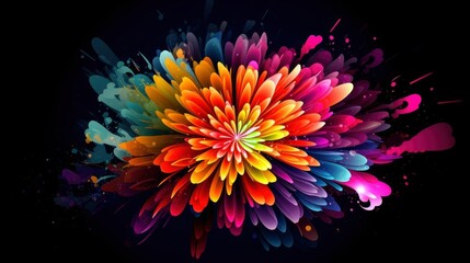 Vibrant Floral Abstract Art Design Generative AI