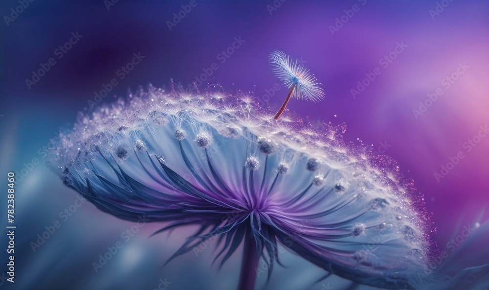 Poster delicate dandelion droplets in soft hues generative ai