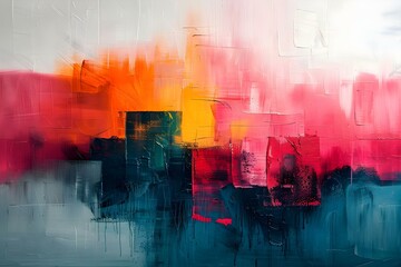 Vibrant Brushwork Canvas: Minimalist Symphony. Concept Abstract Art, Color Palette, Brushstroke Technique, Textural Elements, Contemporary Design