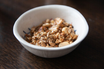Bol con mix de cereales, alimentación saludable
