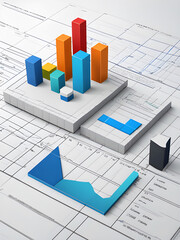 business chart with a pen