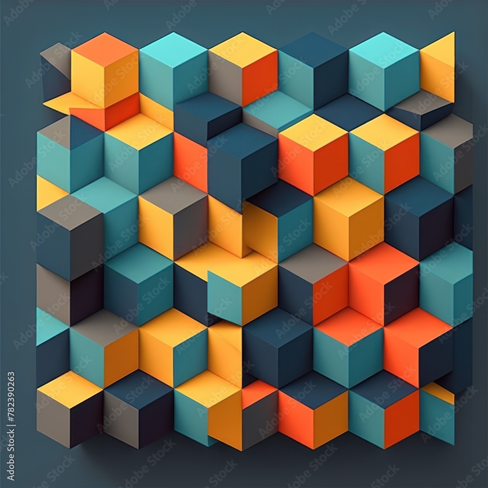 Poster vibrant geometric color block design generative ai