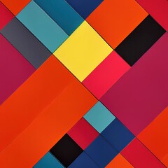 Abstract Geometric Color Block Background Generative AI - obrazy, fototapety, plakaty