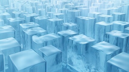 Frozen Cube in Icy Blue Landscape Generative AI