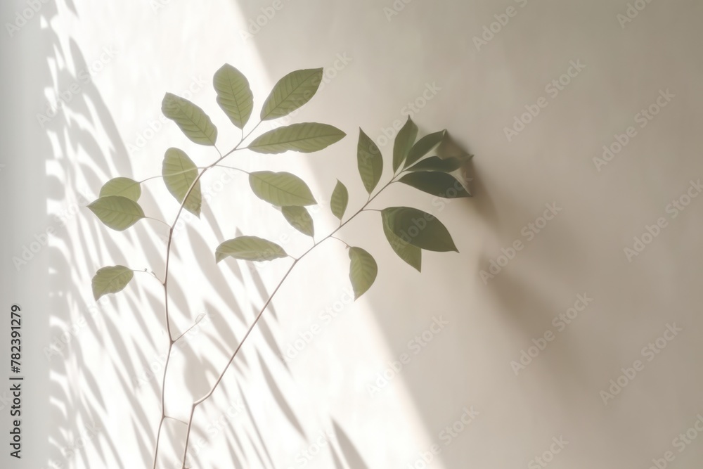 Poster minimalist leaf shadow abstract generative ai
