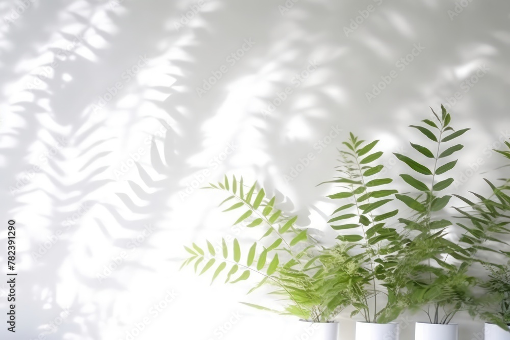 Poster minimal abstract backdrop with blurred leaf shadows generative ai
